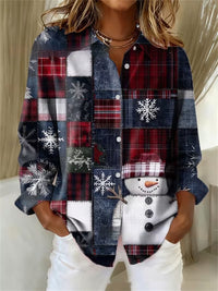 Valentines Day-themed Patterned Long-sleeve Womens Lapel Shirt