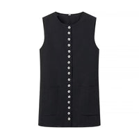 Versatile Buttons Design Round Neck Vest Top