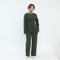 Casual Long-sleeve Top And Pants Two-piece Set