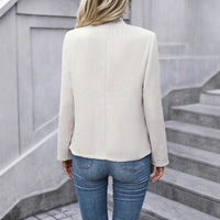 Fashion Women's Four Seasons Linen Contrast Color Stripe Casual Elegant Suit