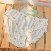 Fruit Printed Ice Silk Sweet Style Cotton Crotch Large Size Briefs