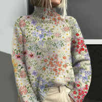 New 3D-printed Loose-fitting High-neck Top For Fallwintercross-border Style Casual Off-shoulder Design For Women