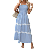 High-waisted Striped Lace Slip Dress