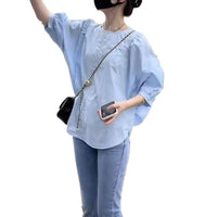 Bubble Sleeve Short Sleeve Shirt Women