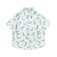 Mermaid Printed Short-sleeved Shirt Loose Men