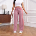 Womens Slim-Fit Wide-Leg Stretch Denim Pants With Panel Design