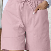 Women's Solid Color Pocket Loose High Waist Casual Fashion Cropped Shorts