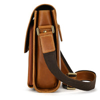 Men's Leather Top Layer Cowhide Flap Shoulder Bag