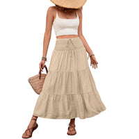 Solid-color Drawstring Skirt With An Elastic Waist