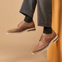 New Spring And Summer Genuine Leather Cow Suede Brogue Formal Business Men's Leather Shoes