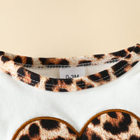 Embroidered Long-sleeved Triangle Romper Bow Leopard Print Bell-bottom Pants European And American