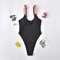 Ladies Bikini European And American Solid Color One Piece Swimsuit