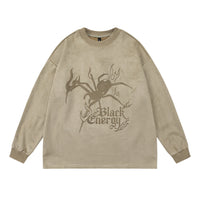 Spider Print Long Sleeve Men's Spring And Autumn Round Neck