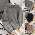 New Men's Hooded Knit Sweater With Half-zipwarm And Loose-fitting