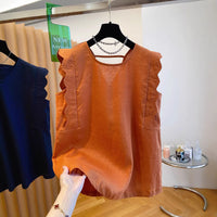 Retro Linen Vest Shirt Women's Top