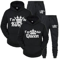 KING QUEEN Mens And Womens Casual Sports Sweatpants Two-Piece Set