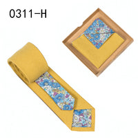 Men's Tie Floral Print Pocket Square Cotton Tie