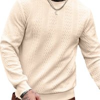 Loose-fitting Mens Casual Top With A Crew Neck And Jacquard Weave