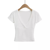 Pure Seduction Low-Cut V-Neck Short High-Waisted Slimming Short-Sleeve T-Shirt