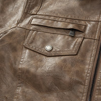 Lapel Fashion Casual Men's Clothing Leather Coat Motorcycle Jacket