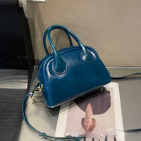 Versatile Genuine Leather Exquisite Hand-held Crossbody Mini Small Bowling Bag