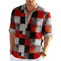 Simple Printed Stand Collar Men's Casual Shirt