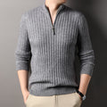 Men's Pullover Half Zipper Sweater Vertical Stripes