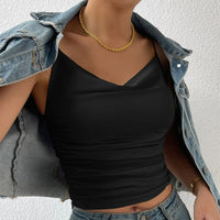 New Womens Slim-fit Elegant Boat-neck High-elastic Knitted Camisole