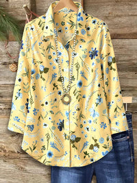 Elegant And Fashionable Printed Long-sleeve Blouse For Women In Europe And America