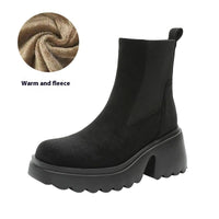 Lightweight Thick Bottom 7cm High Heel Suede Stretch Boots