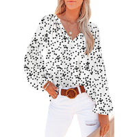 Women's Floral Chiffon Shirt Loose V-neck Casual Top
