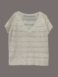New Versatile Casual Hollow-out Pullover Knit Top