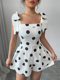 New Womens Shapewear Bodysuit With Polka-Dot Print And Lace-Up Details
