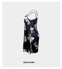 Sexy French Style Ice Silk Pajamas Big Flower Sweet Sexy Slip Nightdress