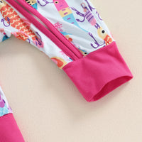 Long Sleeve Little Fish Printed One-piece
