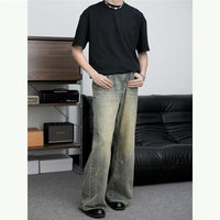 Loose All-match American Retro Distressed Wide-leg Jeans For Men