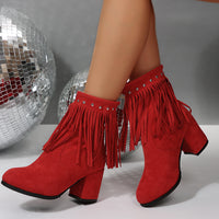 Rivet Suede Plus Size Tassel Womens Boots
