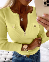 New Fashion Zipper Twist Wool Top