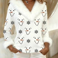 New Christmas Womens Coat Featuring A Mink-fur V-neck And Long Sleeves
