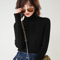 Hollow Pile Neck Turtleneck Loose Sweater