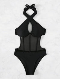 Lady Sexy One-piece Spun Yarn Swimsuit Bikini
