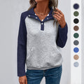 Casual And Minimalist Women's Color-Block Polo-Neck Hoodie