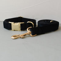 Double Layer Microfiber Rose Gold Buckle Collar Leash