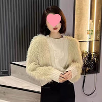 Loose-fitting, Outerwear Mink-wool Solid-color Sweater For Women