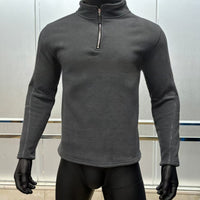 Men's AutumnWinter Stand-Up Collar Half-Zip Fleece Casual Trendy Solid-Color Top