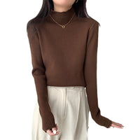 Half-high Collar Inner Match Women's Slimming And Warm Knitted Top