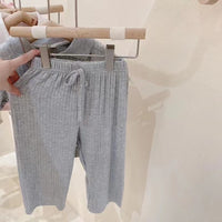Children's Short-sleeved Wide-leg Pants Two-piece Set