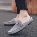 Summer Leather Men's Half Slippers Heelless Casual