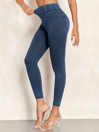 Denim-look Yoga Fitness Pants With A Butt-lifting Form-fitting Design