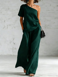 Fashion Top And Wide-leg Pants Casual Set